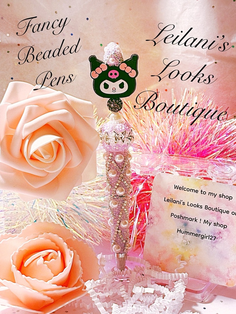 Fancy beaded pen/gifts/kumi/purple beads/friends/